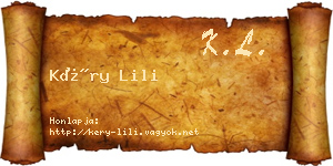 Kéry Lili névjegykártya